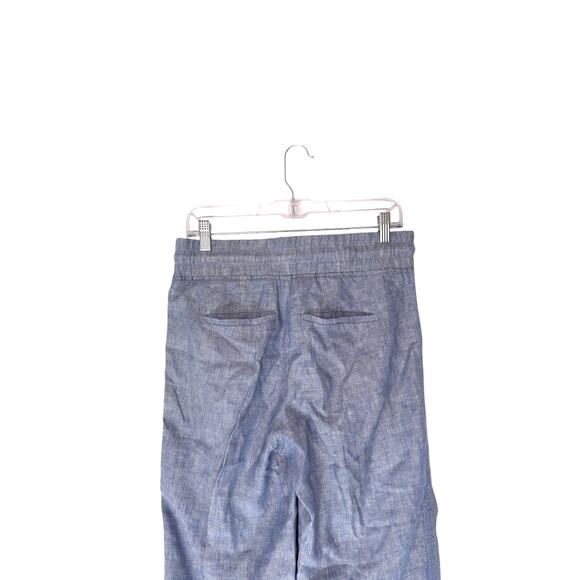 Athleta Blue Coastal Cabo Linen Wide Leg Pants Lagenlook Beachy Basic Size 4 - Picture 9 of 14